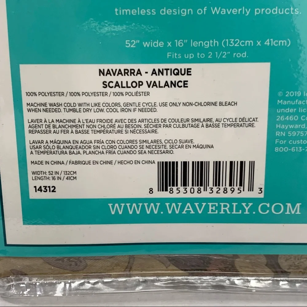 Traditions by WAVERLY Navarra Scallop Floral Window Valance 52 x 16 NEW NIP